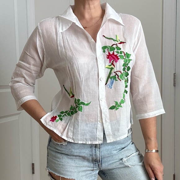 Dick & Jayne Tops - Cotton Embroidered Summer Shirt